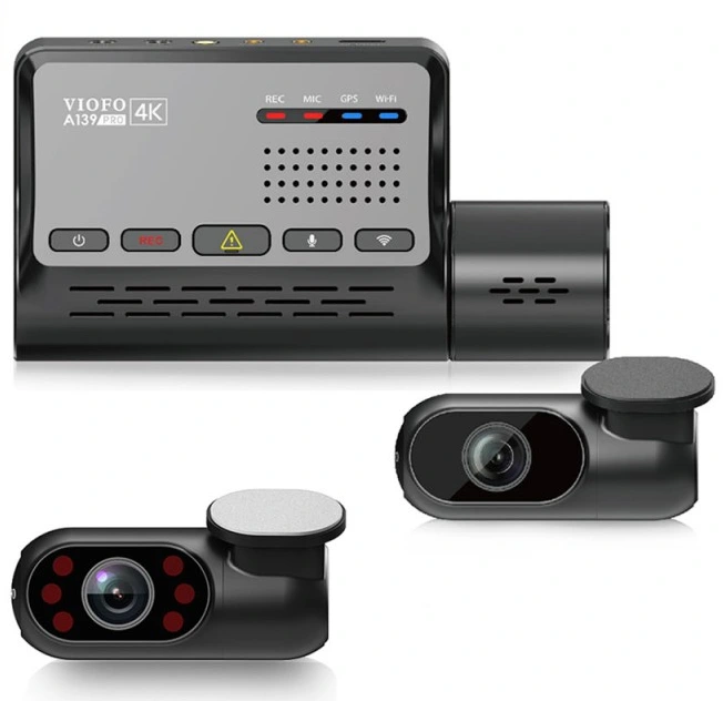 WiFi 3CH UHD 4K GPS Dash Cam Front+Rear+Cabin Car Camera Video